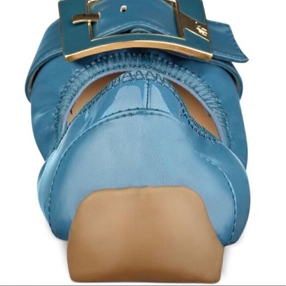 Marc Fisher Blue Ballet Flats Gold Tone Buckle 6M - Picture 4 of 8